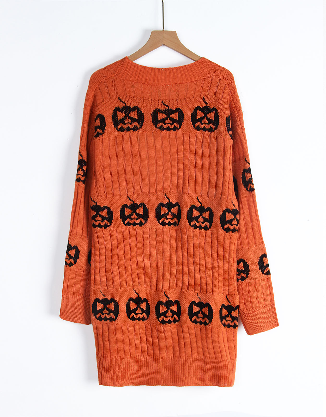 Halloween Knit Cardigan Womens Long Open Front Sweater Holiday Outerwear Coat